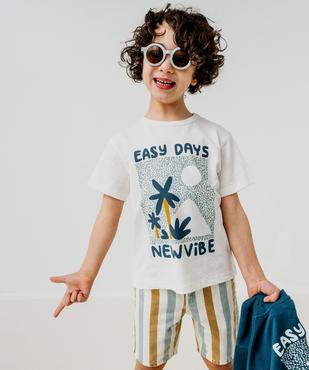 Tee-shirt manches courtes en jersey de coton avec col côtelé garçon vue1 - GEMO 4G GARCON - GEMO