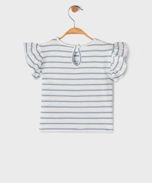 Tee-shirt rayé à manches courtes volantées bébé fille - LuluCastagnette vue3 - LULUCASTAGNETTE - GEMO