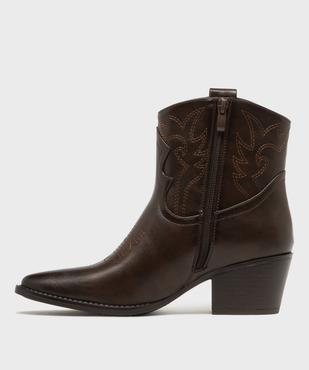 Boots santiags avec dessus brodé femme - Follow Me vue3 - FOLLOW ME - GEMO