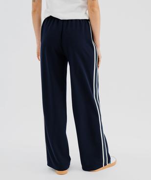 Pantalon large avec bandes contrastantes sur les côtés femme vue3 - GEMO(FEMME PAP) - GEMO