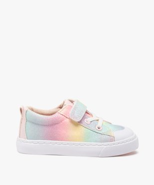 Baskets fille en toile pailletée à lacets élastiques et scratch vue1 - GEMO (ENFANT) - GEMO