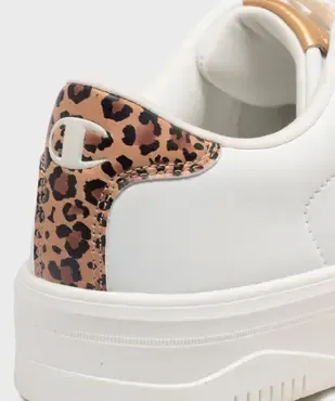 Baskets basses à lacets et motif léopard femme - Champion vue6 - CHAMPION USA - GEMO