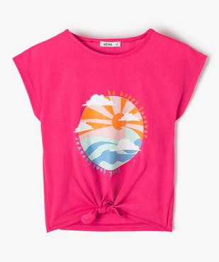 Tee-shirt fille large et noué dans le bas à manches très courtes et  vue1 - GEMO (ENFANT) - GEMO