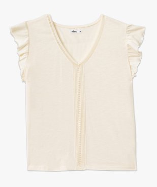 Tee-shirt manches courtes à volants et détails brodé femme vue4 - GEMO(FEMME PAP) - GEMO