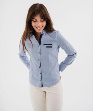 Chemise femme rayée coupe ajustée en coton stretch vue5 - GEMO(FEMME PAP) - GEMO