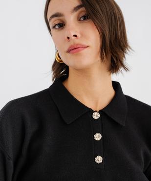 Pull col polo boutonné femme vue2 - GEMO(FEMME PAP) - GEMO