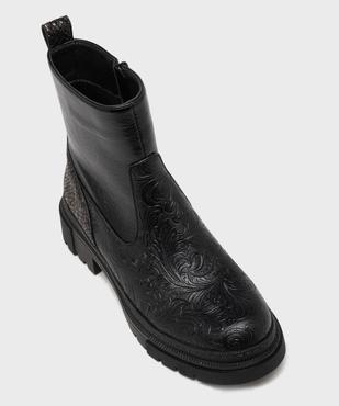 Boots avec empiècements texturés et semelle crantée femme - Emilia Rosa vue5 - EMILIA ROSA - GEMO