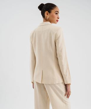 Veste blazer à fines rayures en viscose et lin femme vue3 - GEMO(FEMME PAP) - GEMO