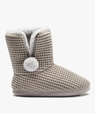 Chaussons femme boots dessus maille et intérieur fourré vue1 - GEMO(HOMWR FEM) - GEMO
