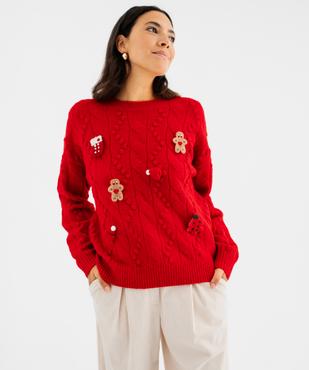 Pull col rond Noël femme vue1 - GEMO(FEMME PAP) - GEMO