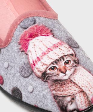 Chaussons pantoufles en velours ras imprimé fantaisie femme vue6 - G'FLEX GEMO FOR GOOD - GEMO