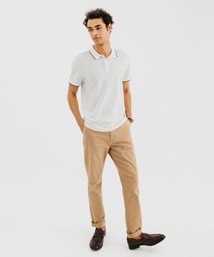 Polo manches courtes en maille piquée à micro-motifs homme vue4 - GEMO (HOMME) - GEMO