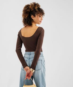 Body à manches longues en maille côtelée femme vue2 - GEMO 4G FEMME - GEMO
