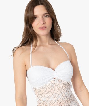 Maillot de bain femme une pièce en maille ajourée vue3 - GEMO (PLAGE) - GEMO