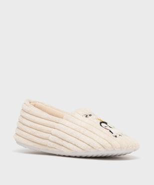 Chaussons enveloppants dessus velours brodé femme vue2 - GEMO(HOMWR FEM) - GEMO