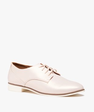 Derbies femme unis dessus brillant avec semelle fine bicolore vue3 - GEMO (CASUAL) - GEMO