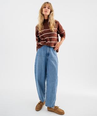 Pull rayé à col cheminée coupe loose femme vue4 - GEMO(FEMME PAP) - GEMO