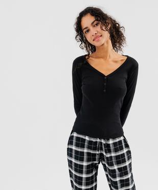 Haut de pyjama à manches longues en maille côtelée femme vue2 - GEMO 4G FEMME - GEMO