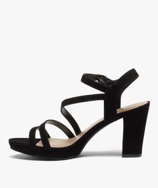 Sandales femme à talon haut en suédine avec brides vue3 - GEMO(URBAIN) - GEMO