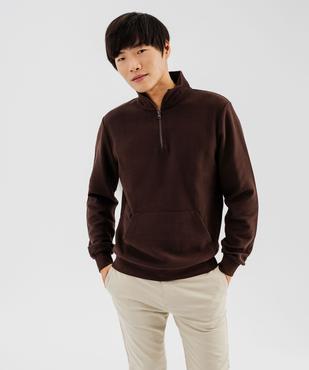 Sweat à col zippé et poche kangourou homme vue1 - GEMO (HOMME) - GEMO