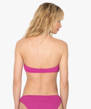 Haut de maillot de bain femme forme bandeau en maille gaufrée vue2 - GEMO (PLAGE) - GEMO