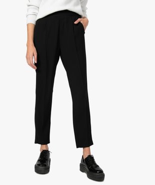 Pantalon femme en toile avec bande satinée sur les côtés vue1 - GEMO(FEMME PAP) - GEMO