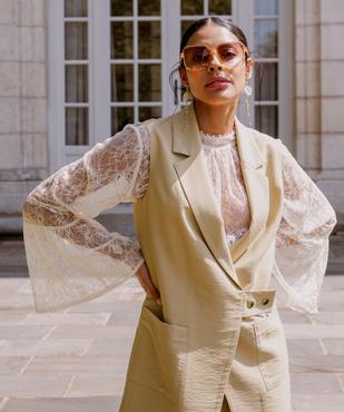 Blouse manches longues en dentelle transparente femme vue5 - GEMO(FEMME PAP) - GEMO