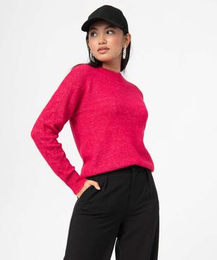 Pull femme à col rond avec manches torsadées vue1 - GEMO(FEMME PAP) - GEMO