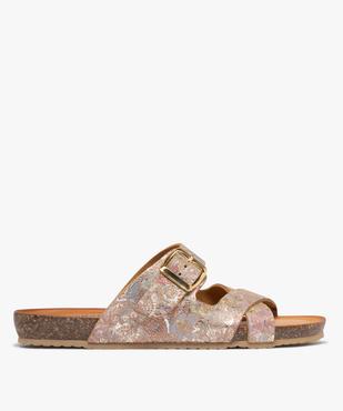 Mules plates avec brides scintillantes en cuir femme vue2 - PIU NATURA - GEMO