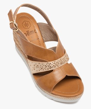 Sandales femme compensées bride métallisée à strass vue5 - GEMO(URBAIN) - GEMO