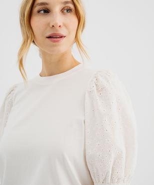 Tee-shirt manches courtes en broderie anglaise femme vue5 - GEMO 4G FEMME - GEMO