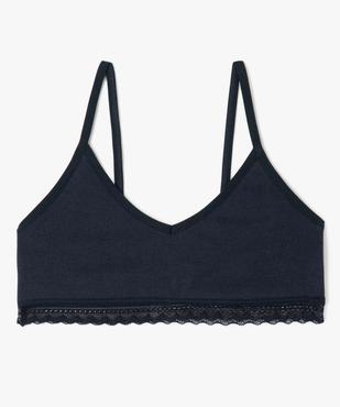 Brassière à fines bretelles en maille côtelée fille vue1 - GEMO 4G FILLE - GEMO
