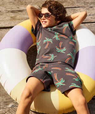 Bermuda en maille texturée à motifs palmiers garçon vue4 - GEMO (ENFANT) - GEMO