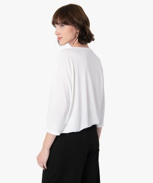 Tee-shirt femme avec col V fantaisie vue3 - GEMO(FEMME PAP) - GEMO
