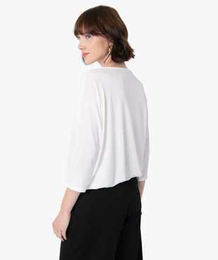 Tee-shirt femme avec col V fantaisie  vue3 - GEMO(FEMME PAP) - GEMO