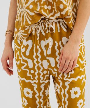 Pantalon à taille élastiquée en viscose fluide imprimée femme vue2 - GEMO 4G FEMME - GEMO