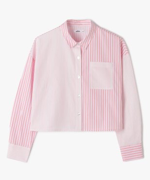 Chemise fille rayée à manches longues coupe courte vue1 - GEMO (JUNIOR) - GEMO