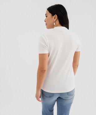 Polo manches courtes en maille côtelée femme - LuluCastagnette vue3 - LULUCASTAGNETTE - GEMO