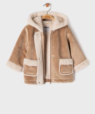 Manteau à capuche en velours doublure chaude bébé fille vue2 - GEMO(BEBE DEBT) - GEMO