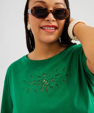 Tee-shirt manches courtes avec motif brodé femme grande taille vue2 - GEMO (G TAILLE) - GEMO