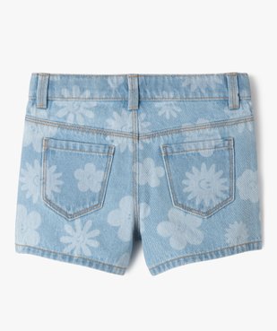 Short en jean à motifs fleuris délavés fille vue4 - GEMO 4G FILLE - GEMO