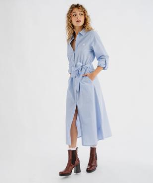 Robe chemise à manches longues rayée femme - LuluCastagnette vue1 - LULUCASTAGNETTE - GEMO