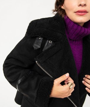 Veste aviateur en suédine doublée sherpa vue6 - GEMO(FEMME PAP) - GEMO