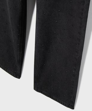 Jean straight en denim 100% coton à strass fille vue2 - GEMO (JUNIOR) - GEMO