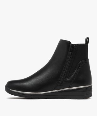 Boots femme confort intérieur fourré à bout carré et liseré - Hobiz vue3 - HOBIZ - GEMO