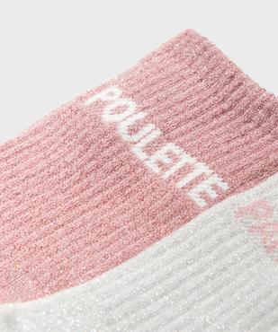 Chaussettes montantes à message fille vue2 - GEMO (ENFANT) - GEMO