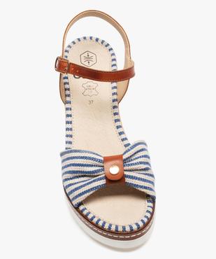 Sandales femme compensées dessus toile rayée vue5 - GEMO(URBAIN) - GEMO