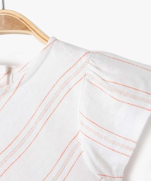 Robe bébé fille en lin à rayures avec manches volantées vue2 - GEMO 4G BEBE - GEMO