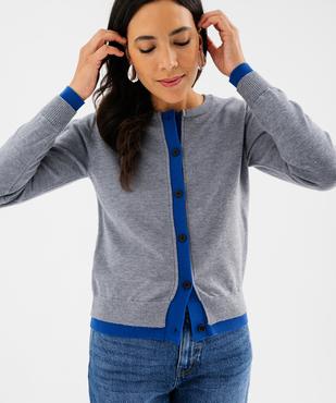 Gilet boutonné col rond femme vue2 - GEMO 4G FEMME - GEMO