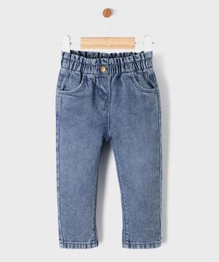 Jean délavé avec ceinture élastique bébé fille vue1 - GEMO(BEBE DEBT) - GEMO
